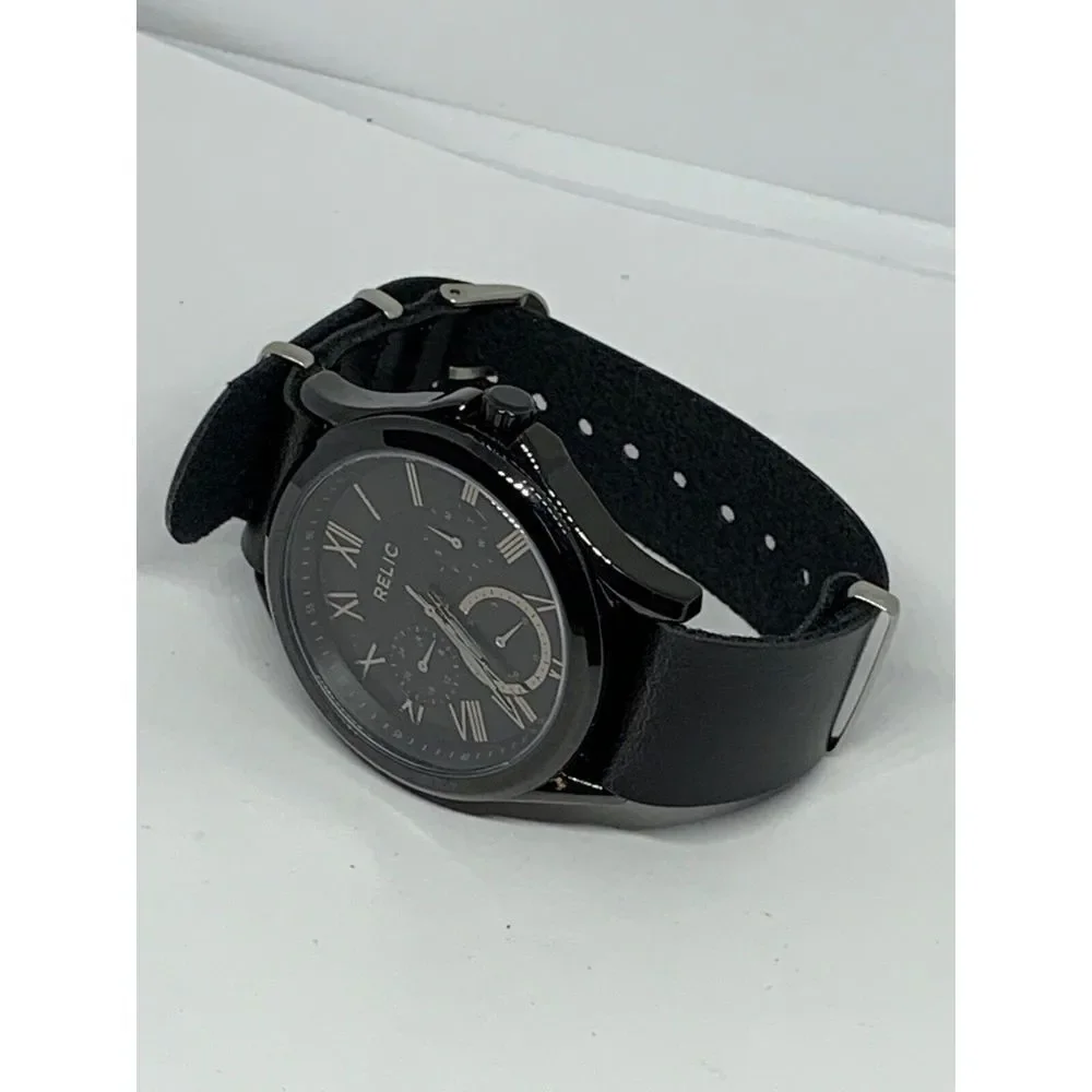 Relic ZR15820 All Black Stainless Steel Watch W/ Custom Nato Band FR54